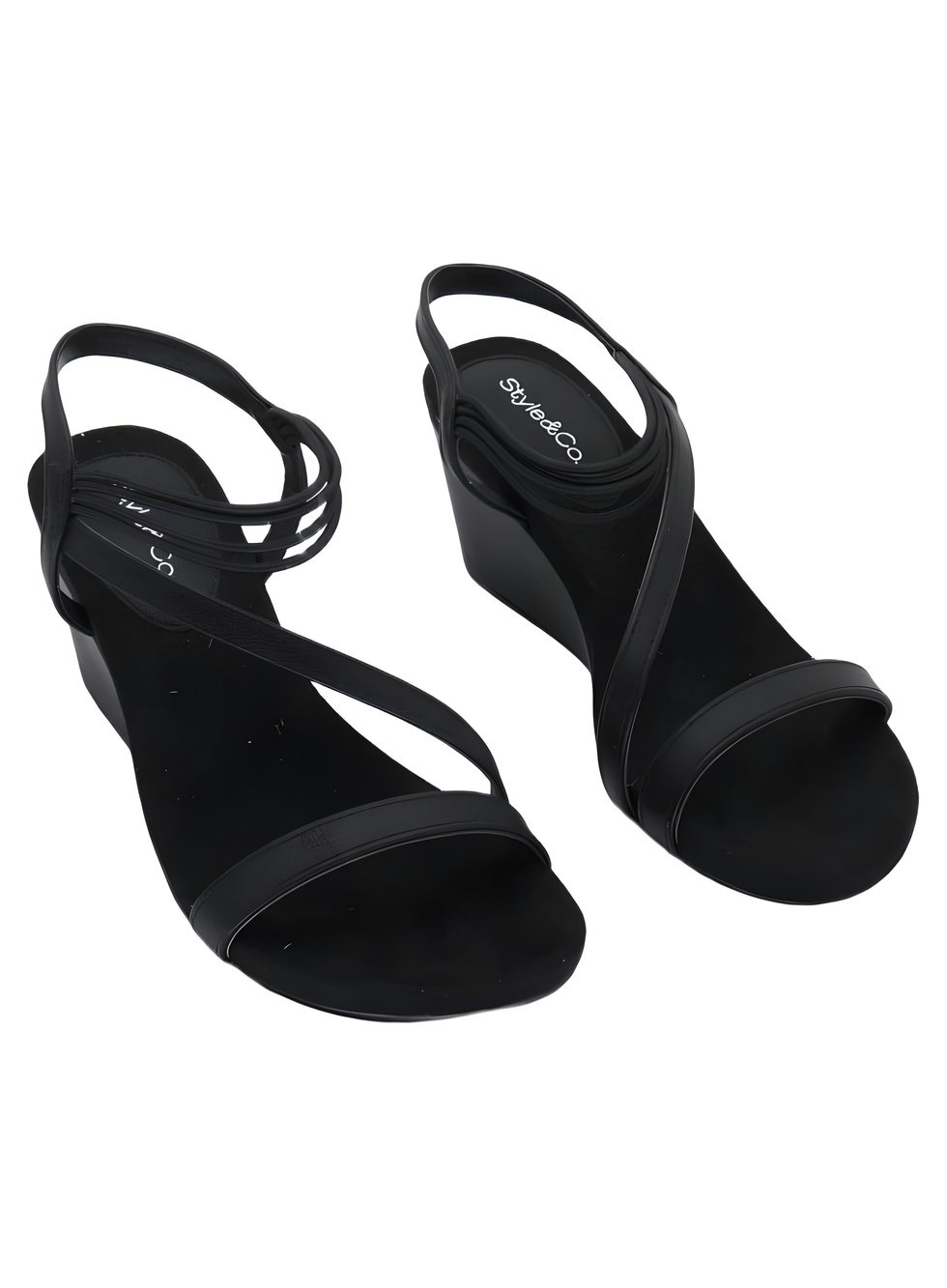 Style & Co Madysonn Elastic Strap Black 2.5" Wedge Sandals Size 6.5M